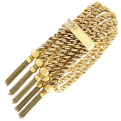 Lot 329 - Gold and Diamond Tassle Bracelet