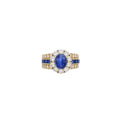 Lot 119 - Gold, Cabochon Sapphire, Sapphire and Diamond Ring, Van Cleef & Arpels