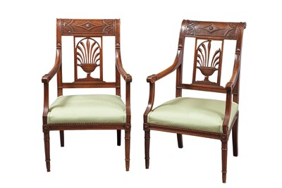 Lot 179 - Pair of Directoire Mahogany Open Armchairs