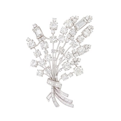 Lot 427 - Platinum and Diamond Bouquet Spray Brooch