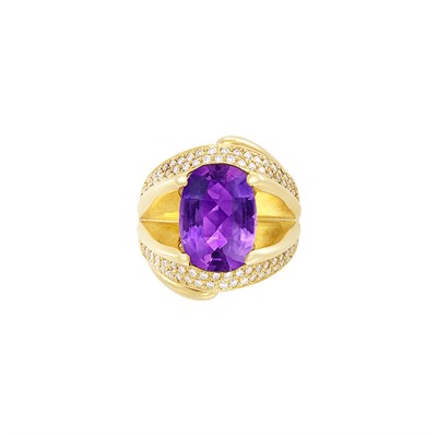 Lot 64 - Gold, Amethyst and Diamond Ring
