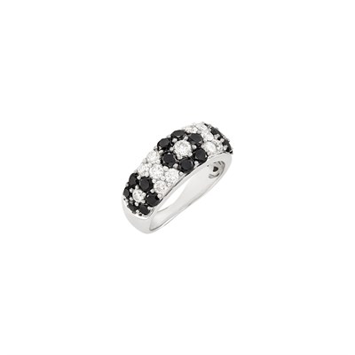 Lot 285 - White Gold, Blackened Gold, Diamond and Black Diamond Ring