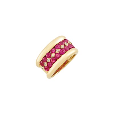 Lot 309 - Gold, Ruby and Diamond Band Ring