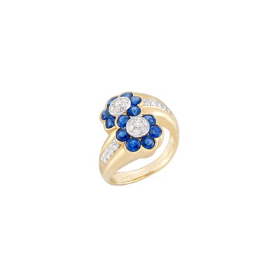 Lot 229 - Gold, Diamond and Sapphire Bypass Ring