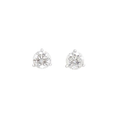 Lot 335 - Pair of White Gold and Diamond Stud Earrings