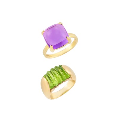 Lot 57 - Gold and Peridot Ring, Bulgari, and Gold and Amethyst Ring, Tiffany & Co., Paloma Picasso