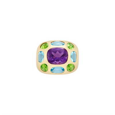 Lot 55 - Gold and Colored Stone Ring, Chanel, France