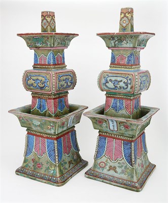 Lot 91 - Pair of Chinese Large Enameled Pottery...