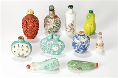 Lot 190 - Group of Ten Porcelain Snuff Bottles Qing...