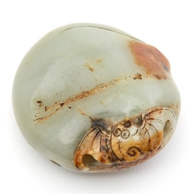Lot 125 - Chinese Celadon and Russet Jade Pebble Of...