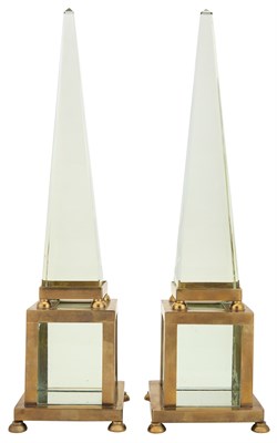 Lot 168 - Pair of Gilt-Metal and Glass Obelisks 20th...