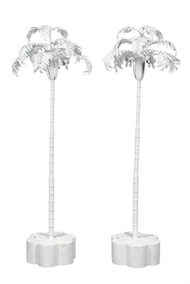 Lot 233 - Pair of White Painted Metal Palm Tree Form...
