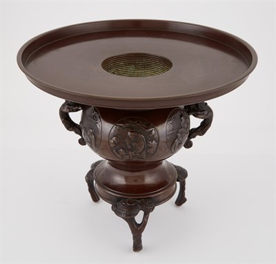 Lot 345 - Japanese Two-Part Bronze Wide Rimmed...