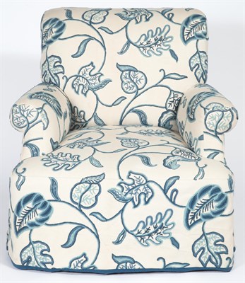 Lot 408 - Blue and White Fabric Upholstered Club Chair...