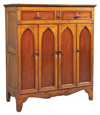Lot 323 - English Oak and Mahogany Gentleman's Wardrobe...