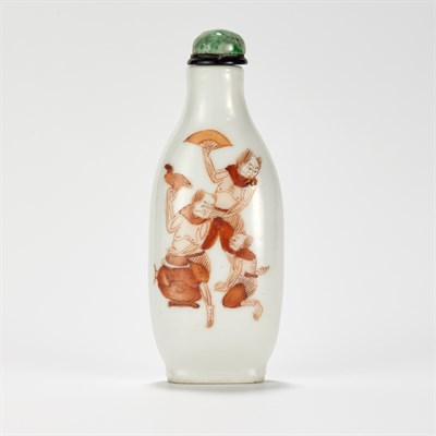 Lot 134 - Chinese Iron Red Enamel Porcelain Snuff Bottle...