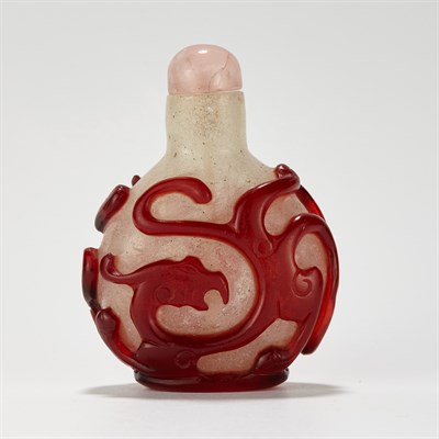 Lot 142 - Chinese Red Overlay Glass Snuff Bottle 19th...