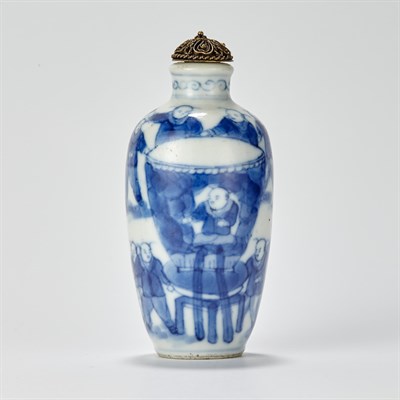 Lot 188 - Chinese Blue and White Glazed Porcelain Snuff...