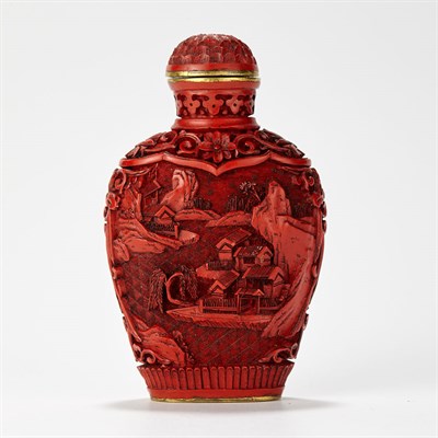 Lot 185 - Chinese Red Lacquer Snuff Bottle 19th Century...