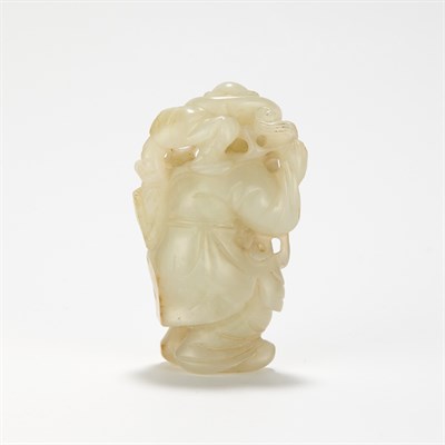 Lot 107 - Chinese White Jade Figure of Shou Lao 19th...