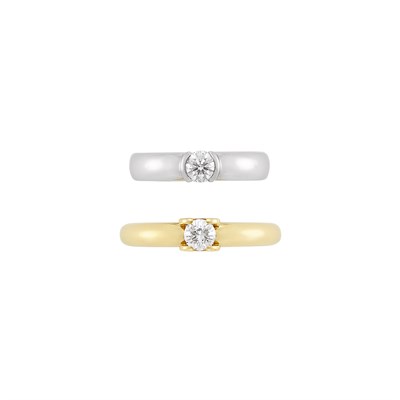 Lot 265 - Gold and Diamond Ring, Cartier, France, and Platinum and Diamond Ring, Tiffany & Co.