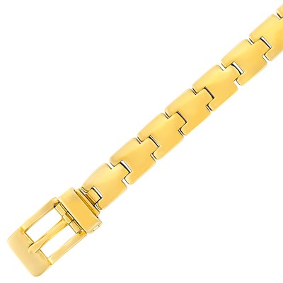 Lot 196 - Gold Buckle Link Bracelet, Gucci