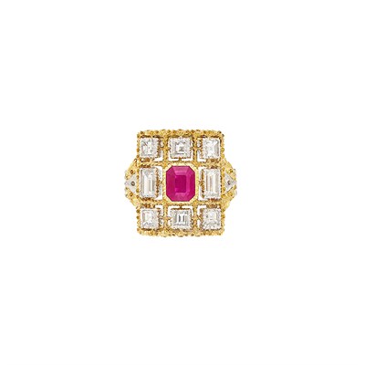 Lot 68 - Gold, Platinum, Ruby and Diamond Ring, Buccellati
