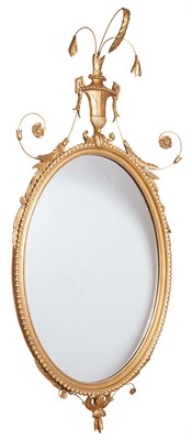 Lot 334 - George III Style Giltwood Oval Mirror Height...