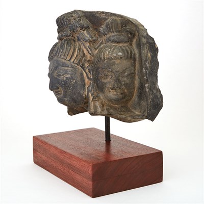 Lot 14 - Head of a Deity Gray Chlorite, Kashmir, 8th or...