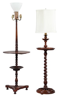 Lot 337 - Barley Twist Walnut Candlestick Floor Lamp;...
