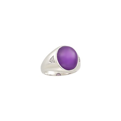 Lot 145 - White Gold, Purple Star Sapphire and Diamond Ring