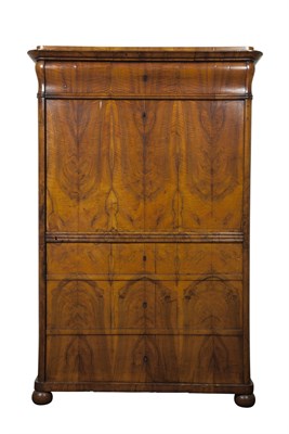 Lot 148 - Biedermeier Walnut Cabinet with Shelved...