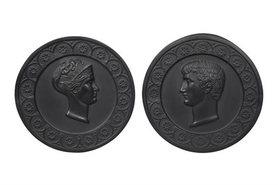 Lot 151 - Pair of Empire Style Painted Plaster Profile...