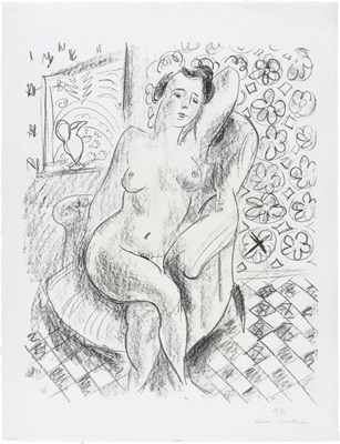 Lot 158 - Henri Matisse NU AU FAUTEUIL SUR FOND...