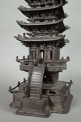 Lot 146 - Chinese Cast-Metal Model of a Pagoda Height 32...