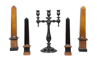 Lot 147 - Two Pairs of Stained and Ebonized Wood...