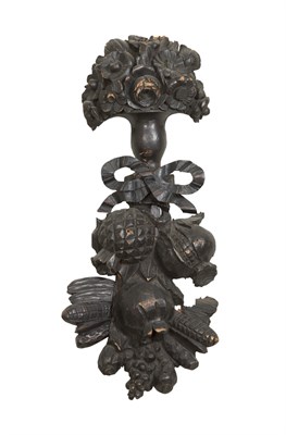 Lot 155 - Carved and Ebonized Flowers and Fruit Ornament...
