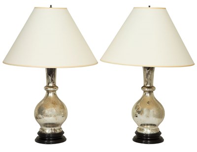 Lot 162 - Pair of Mercury Glass Vases Mounted as Lamps...