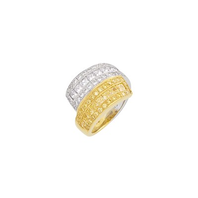 Lot 334 - Platinum, High Karat Gold, Diamond and Colored Diamond Bypass Ring