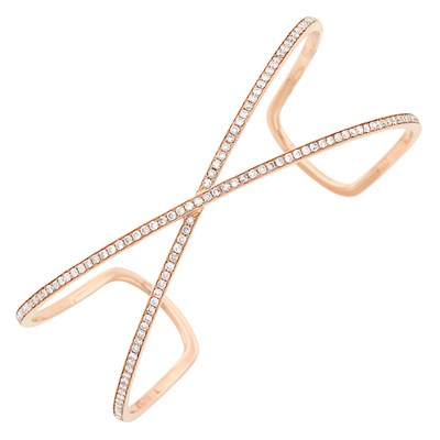 Lot 132 - Rose Gold and Diamond Cuff Bangle Bracelet