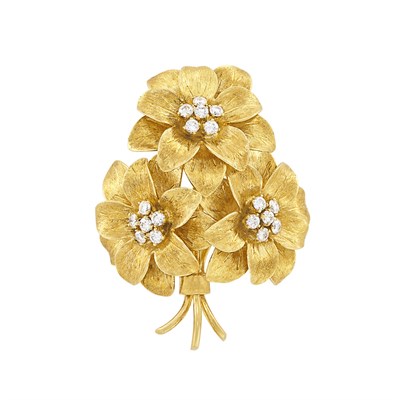 Lot 215 - Gold and Diamond Bouquet Brooch, Tiffany & Co.