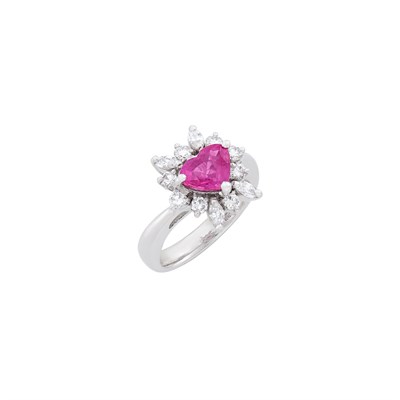 Lot 87 - Platinum, Pink Sapphire and Diamond Ring