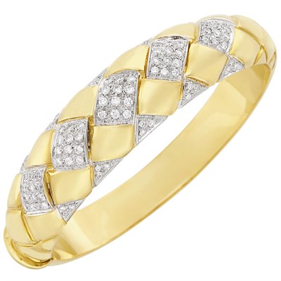 Lot 510 - Two-Color Gold and Diamond Bangle Bracelet