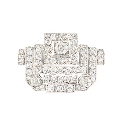 Lot 297 - Platinum and Diamond Clip, René Boivin, France