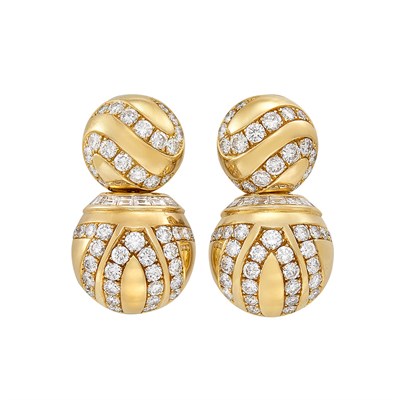 Lot 80 - Pair of Gold and Diamond Pendant-Earrings