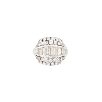 Lot 266 - Platinum and Diamond Bombé Ring