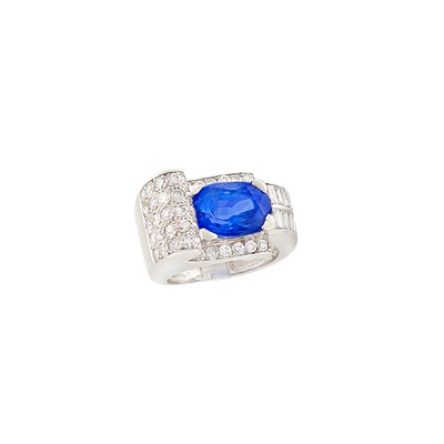 Lot 296 - Platinum, Sapphire and Diamond Ring