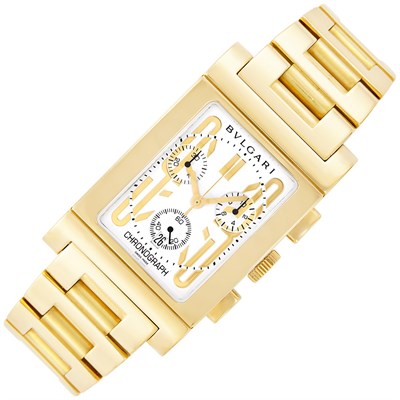 Lot 376 - Gold 'Rettangolo' Chronograph Wristwatch, Bulgari