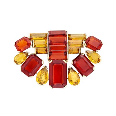 Lot 43 - Gold and Citrine Clip-Brooch
