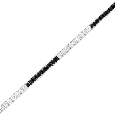 Lot 416 - Art Deco Platinum, Black Onyx and Diamond Line Bracelet, Tiffany & Co.